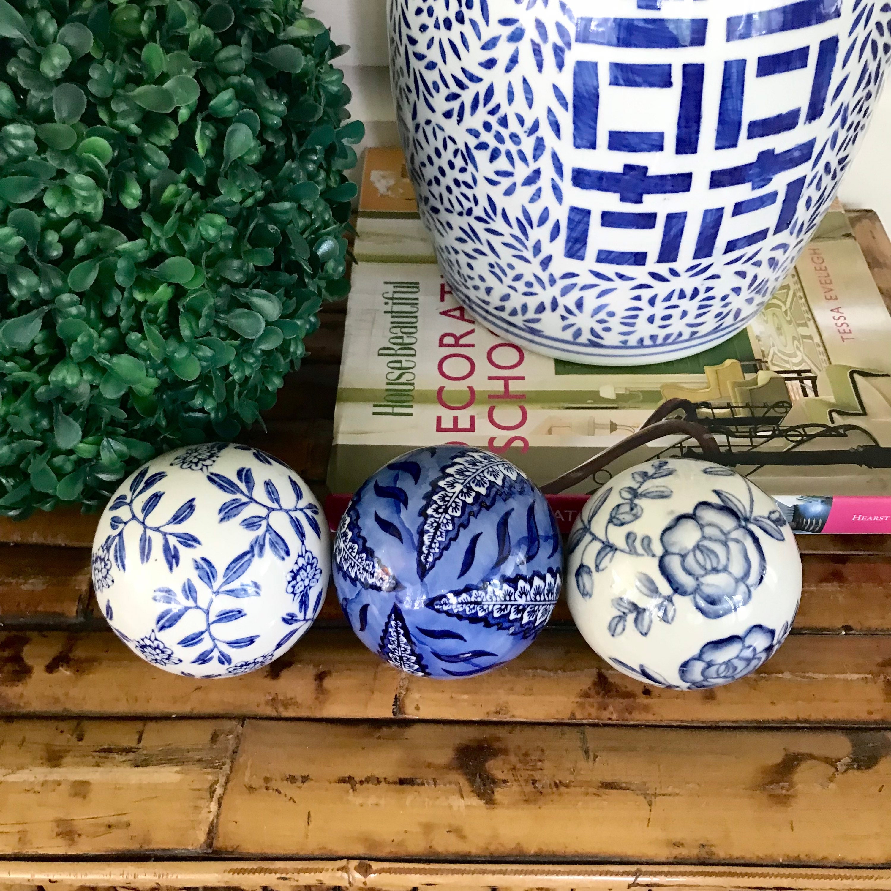 Blue and white Porcelain Carpet Balls set of 3 Decorative Etsy