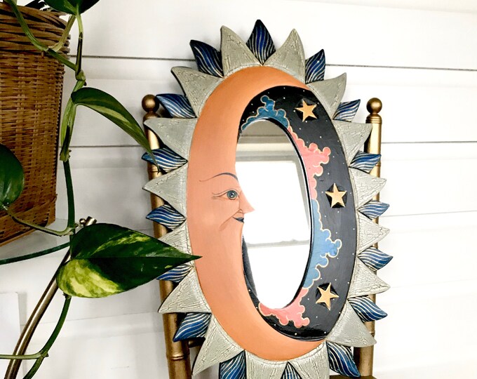 Vintage Celestial Moon and Stars Mirror Etsy