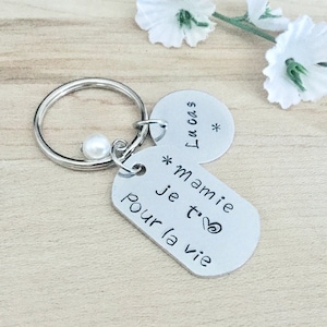 Key ring “Grandma I love you for life” key ring plaque stamped grandma with grandma gift first names grandchildren