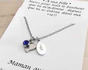 To my daughter I love you, delicate heart locket, birthstone and initial for daughter hypoallergenic from mom