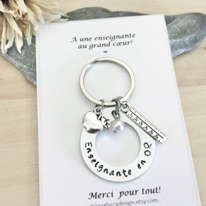 Keychain with the inscription teacher with a big heart, teacher thank you gift, school teacher thank you gift
