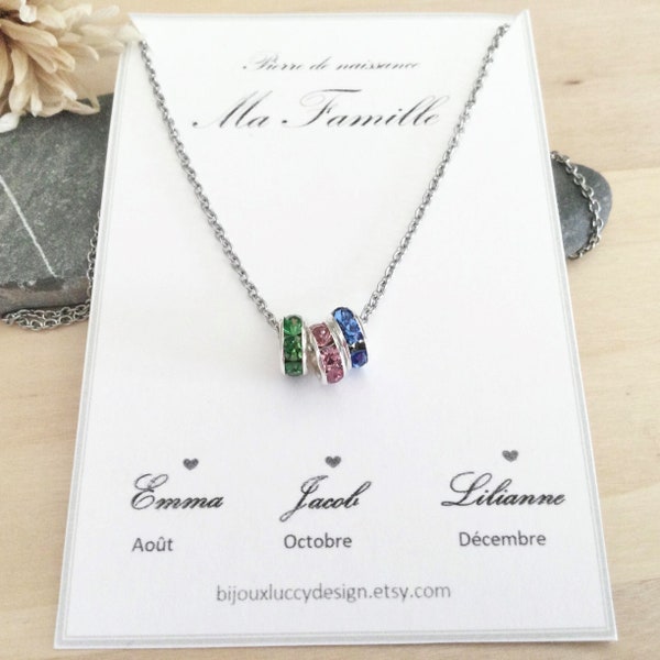Family birthstone necklace, jewelry with family birthstones, Gifts for Mom, Grandma birthstone