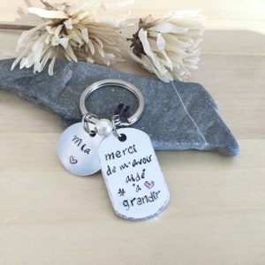 Personalized educator gift, key ring teacher inscribed thank you for helping me grow with child's first name for educator