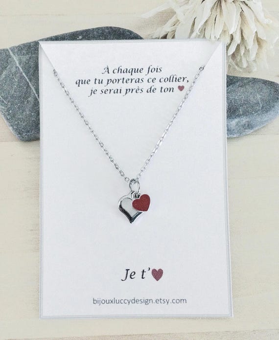 Collier Avec Pendentif Cœur En Métal émaillé - Bijou Occasion - Style Vintage Ou Romantique