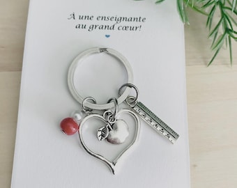 Keychain inscribed "Teacher with a big heart" - thank you gift for a teacher, thank you gift for a schoolteacher