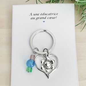 Teacher keychain gift with smile flower medallion, teacher thank you gift