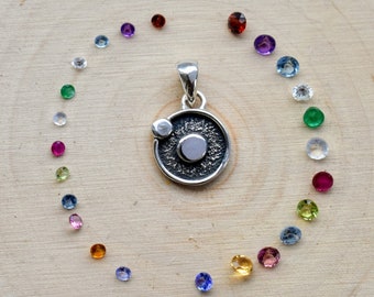 Personalized Proud Parent Birthstone Pendant with Genuine Gemstones and Sterling Silver- Custom Made to Order