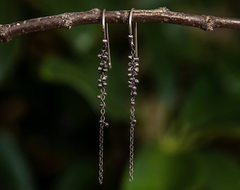 Reserved! Custom Order- Silver Dangle Dew Cluster Long Earrings