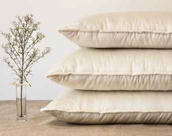 STANDARD PILLOW, organic wool filled pillow, natural, handmade, ecofriendly, sateen covered, housewarming gift