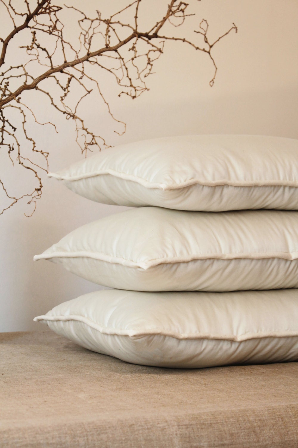 Wool Pillow Standard Size. Organic Wool Filled With a Foam Core