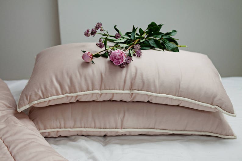 Organic Wool Pillows. Natural Wool Pillow With Pink Cotton Etsy