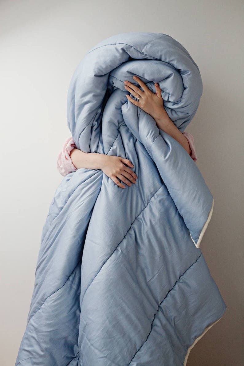 Wool Duvet for Full Size Bedding. Boys' Bedroom Lightweight Quilt. | US Duty Paid image 4
