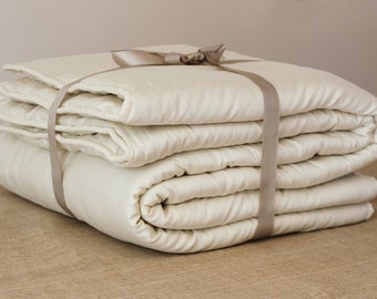 Wool Duvet Insert, Queen Wool Comforter, Linen Quilt, Warm Blanket