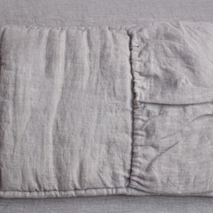 Roll up linen pillow, organic wool filled. Road cushion.