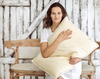 Travesseiro de lã e látex de alta densidade, ideal para quem dorme de lado, travesseiro artesanal natural para cama.
