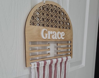 Rattan Personalised Bow Holder | Bow Hanger | Clip Holder