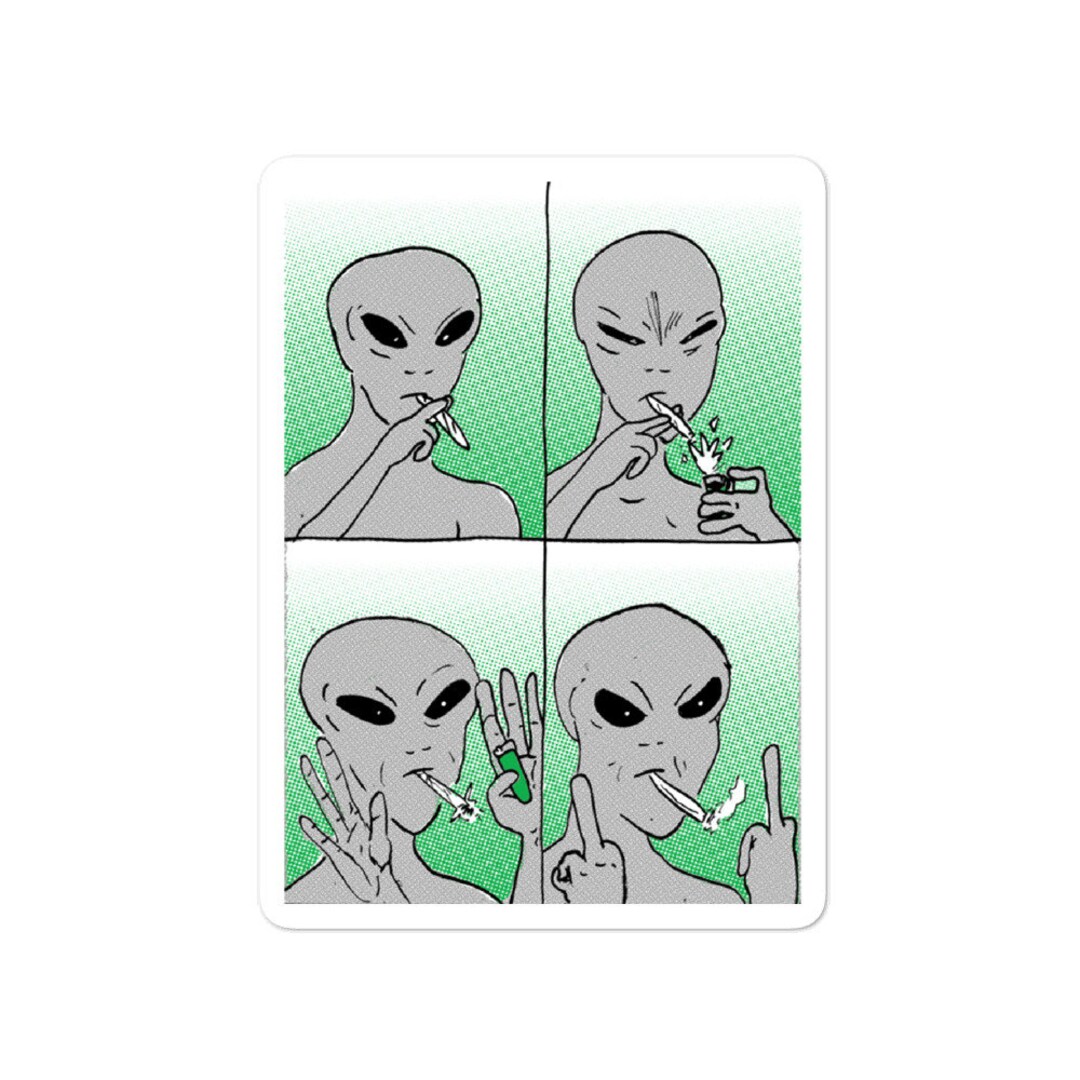 Smoking Alien - Vinyl Sticker - Etsy