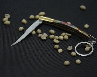 Mini Pocket Knife &quot;Wasp&quot; 7.9 inches, Folding Knife, Inlaid Handle Engraved Blade, Precision Blade, Elegant Gift for All