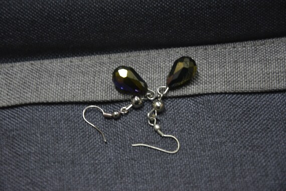 Purple Glass Earrings - Vintage Glass Earrings - Pierced