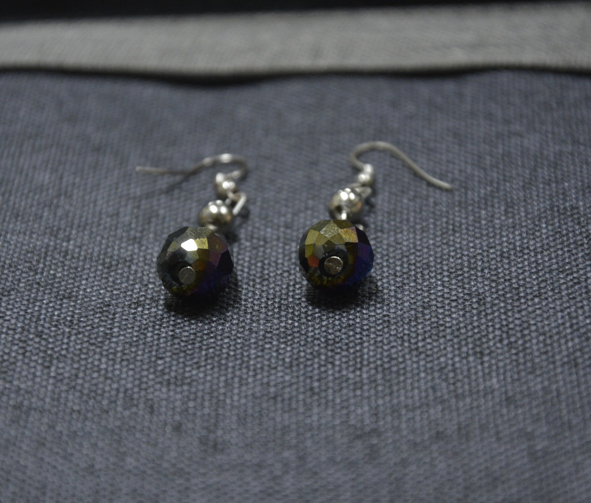 ピアス Ellipse Glass Earrings #5205 Purple Glass Earrings - Vintage Glass Earrings - Pierced