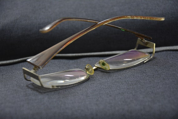 Metal eyeglass frames - Brown optyl arms - Vintag… - image 4