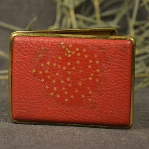 Vintage red cigarette case Red leather stars Cigarette holder Tobacco case Collectible cigarette case Gift for smokers