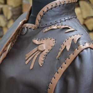 Lady&#39;s leather coat - Natural leather coat - Brown jacket coat - Vintage 80s ladies brown leather - Fine natural leather jacket