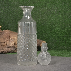 Glaskaraffe - Vintage Schnapsflasche - Glasdekanter - Vintage Glasflasche - Runde Dekanter - Vintage Glaskaraffe - Geschenkidee