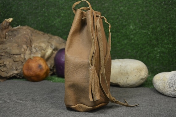 Leather Pouch Bag Natural Leather Bag Vintage Hand Bag Bag With Tassels Brown Leather Genuine Leather Etsy Canada