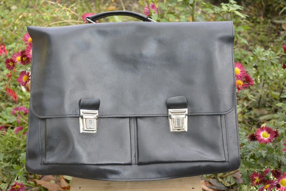 Vintage leather bag - Black leather bag - Vintage… - image 1