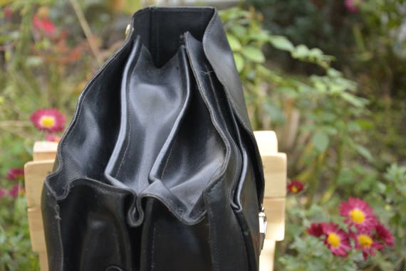 Vintage leather bag - Black leather bag - Vintage… - image 9