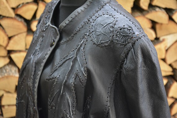 Women's leather coat - Black leather jacket - Natural leather coat - Vintage 80s ladies black leather - Fine natural leather jacket
