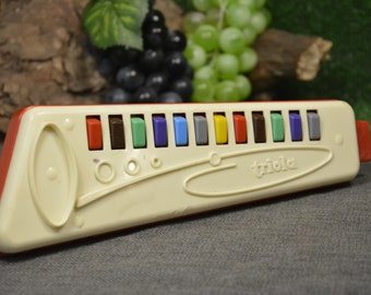 Vintage triola - Child musical instrument - Musician keyboard triola - Blowing accordion - Made in GDR