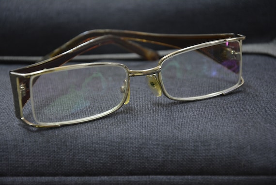 Metal eyeglass frames - Brown optyl arms - Vintag… - image 1