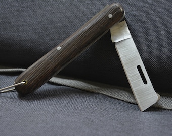 Coltello da giardino, coltello pieghevole per innesto e taglio, coltello tascabile con manico in legno, coltello da innesto, coltello tascabile