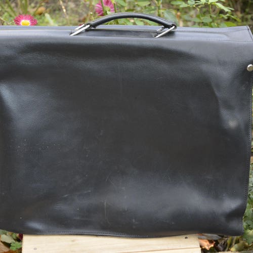Vintage shops leather bag - Black leather bag - Vintage school bag - Messenger leather bag - Bag 1970s' - Vintage leather bag - Retro leather bag