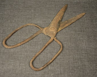 Hand forget iron Scissors Handmade tool collectible Farmhouse decor Antique scissors Rustic home decor Primitive handmade tool collectible
