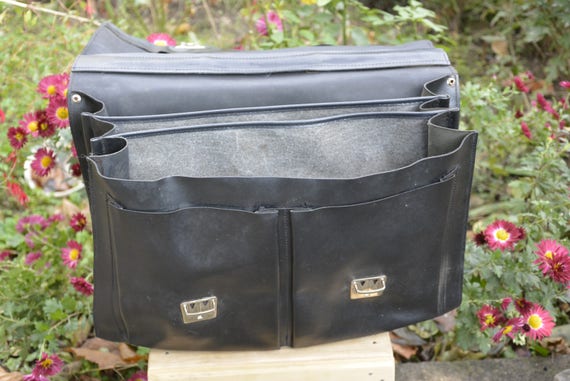 Vintage leather bag - Black leather bag - Vintage… - image 2