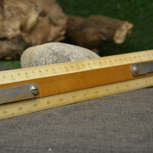 Logarithmic ruler - Vintage wood ruler - Calculating ruler - Pocket ruler calculator - Old ruler