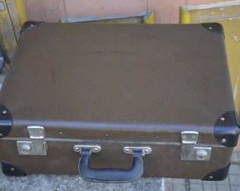 Bagaglio di valigia marrone - rara valigia dal 1970 - Vintage valigia marrone - valigia di cartone valigia - Retro cuitcase - corsa - Vintage