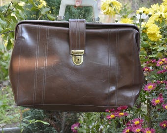 Messenger leather bag - Collectible bag - Retro leather bag - Bag from 1930 - Brown leather - Vintage leathe bag - Collectible medical