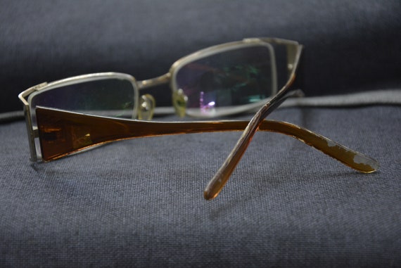 Metal eyeglass frames - Brown optyl arms - Vintag… - image 3