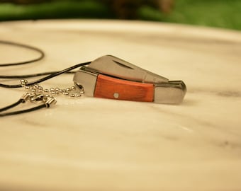 Miniature pocket knife - 3.5 inches knife - Necklace pocket knife - Folding knife - Wood handle - Elegant Gift for Ladies - Jewelry Knives