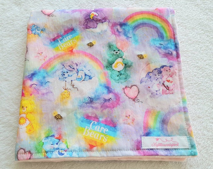 Care Bear Blanket Care Bears Blanket Lovey Blanket Minky Baby Blanket