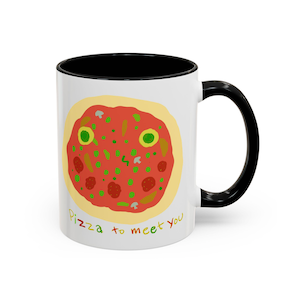 Pizzastück Akzent-Kaffeetasse - lustige Kaffeetasse für Pizza-Liebhaber, süße Küchendekoration, Geschenk für Feinschmecker, Pizza-Party