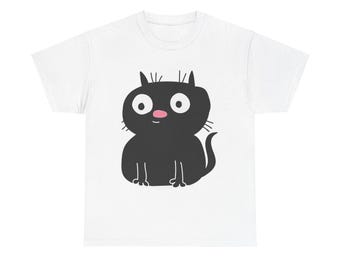 黒猫ユニセックスTシャツ、子猫好きシャツ、猫グラフィックTシャツ、かわいい猫Tシャツ、動物好きギフト、猫ママパパシャツ、猫レディTシャツ、おもしろ猫