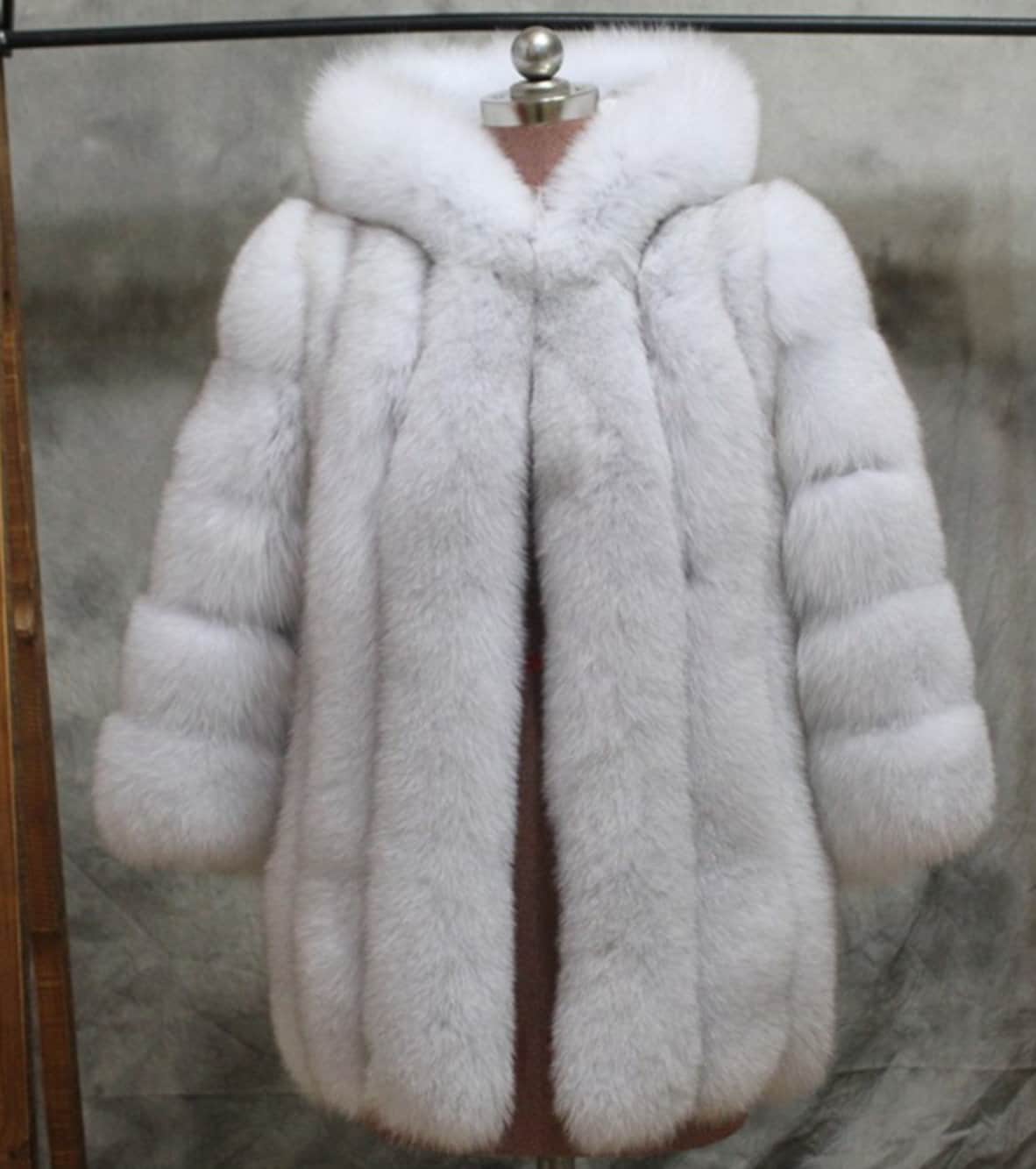 Fox Fur Jacket With Hood Real Fur Fur Coat. | Etsy Australia