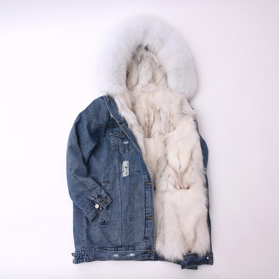 fox fur denim jacket
