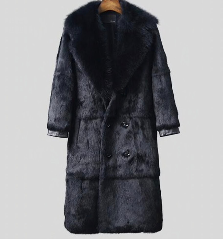 Mens Real Fur Coat Rabbit Fur Jacket 
