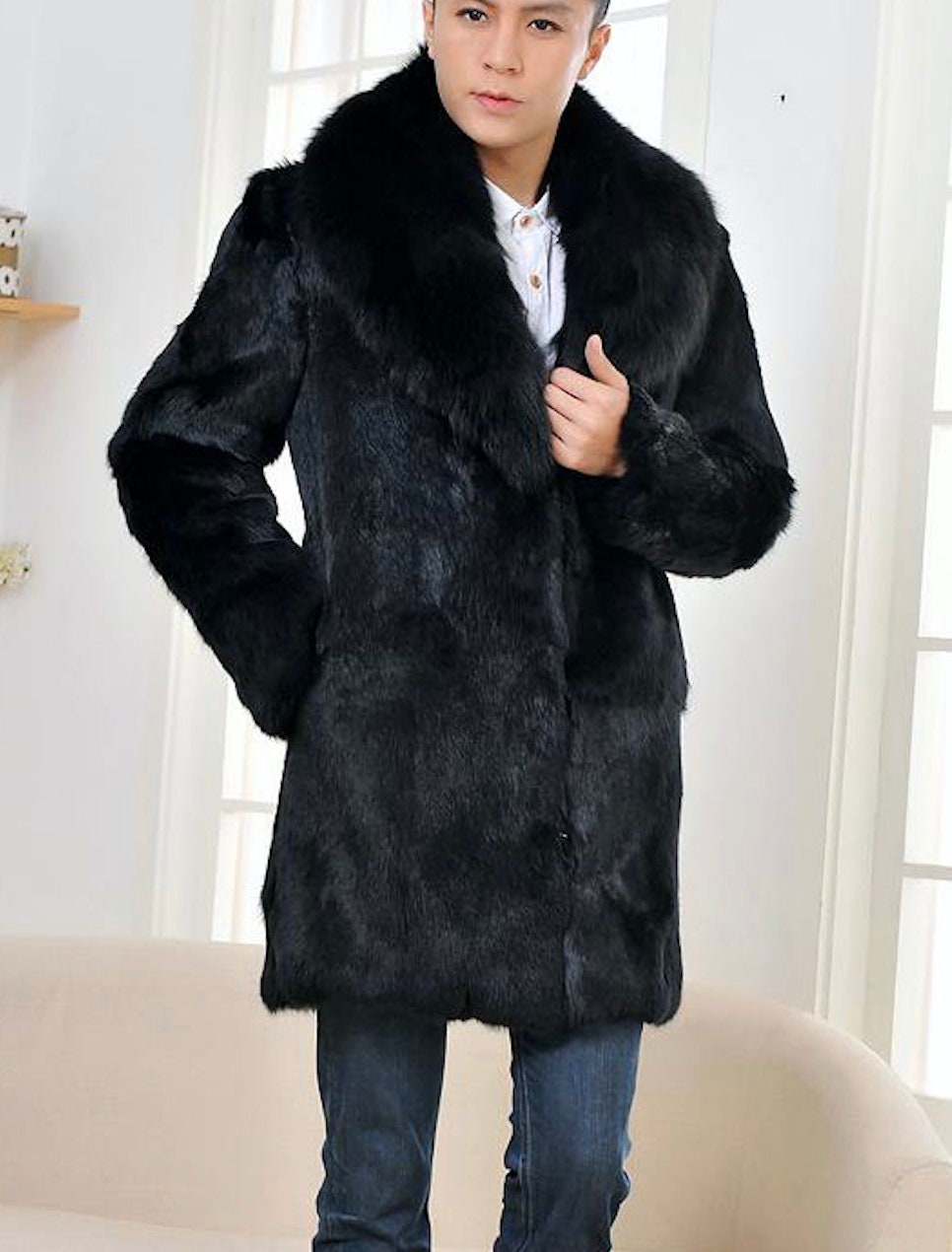 Mens rabbit fur coat Clearance